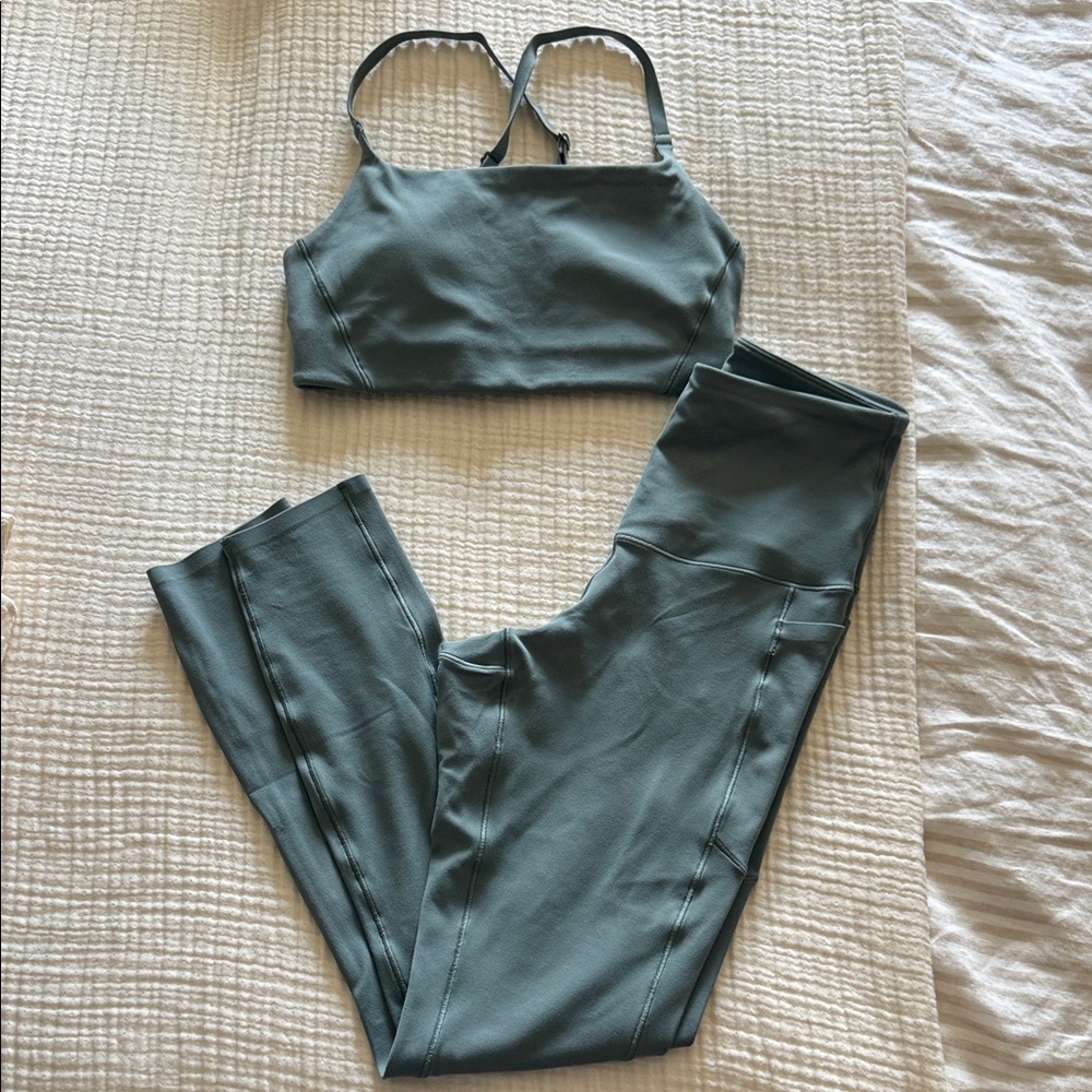 Rhone Green Sports Bra and Leggings Set